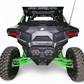Back view of a Kawasaki off-road vehicle on a white background