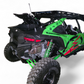 Green and black Kawasaki off-road vehicle on a white background