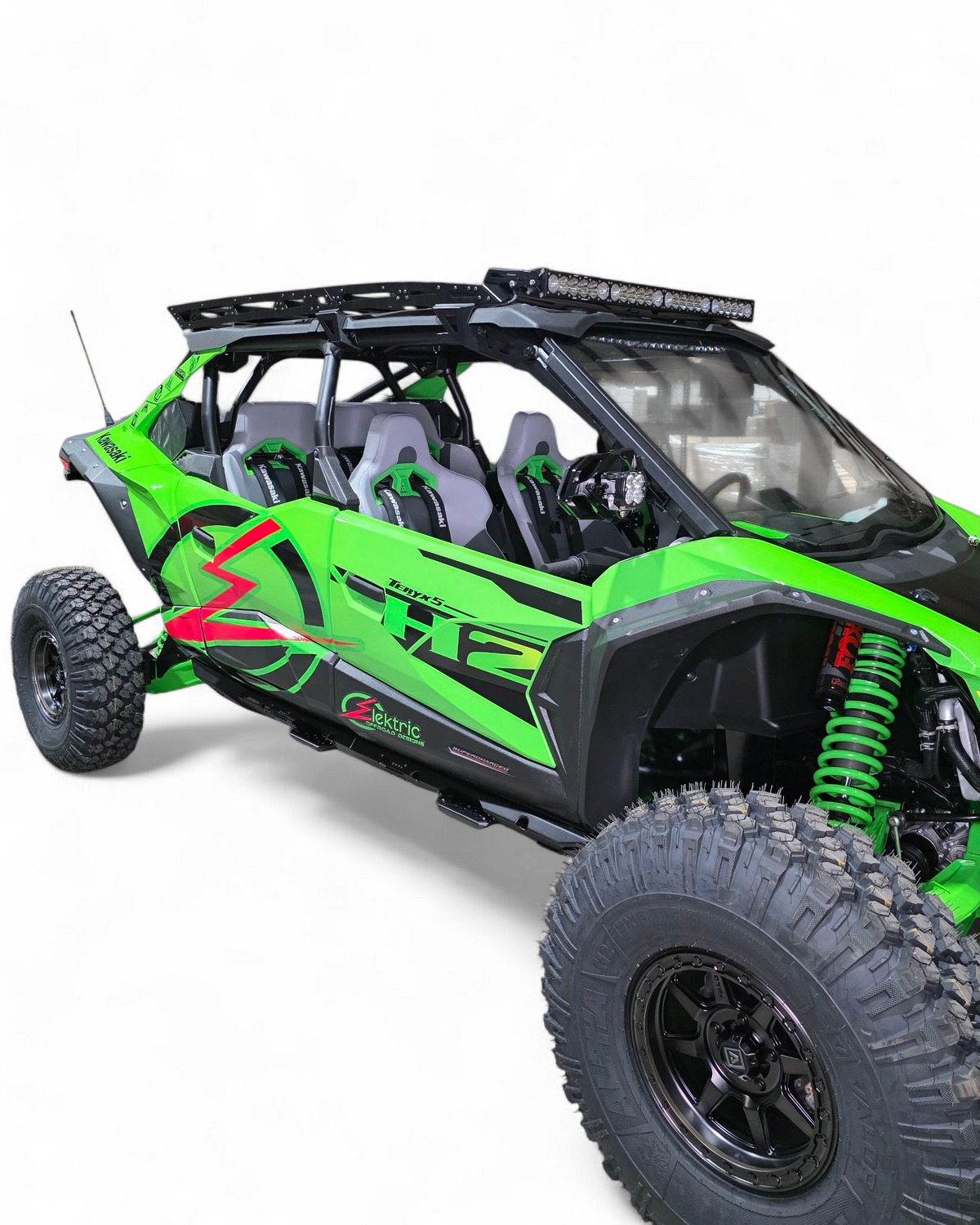 Volt Rock Steps installed on 2026 Kawasaki Teryx H2 showing mild steel construction and hammer black finish