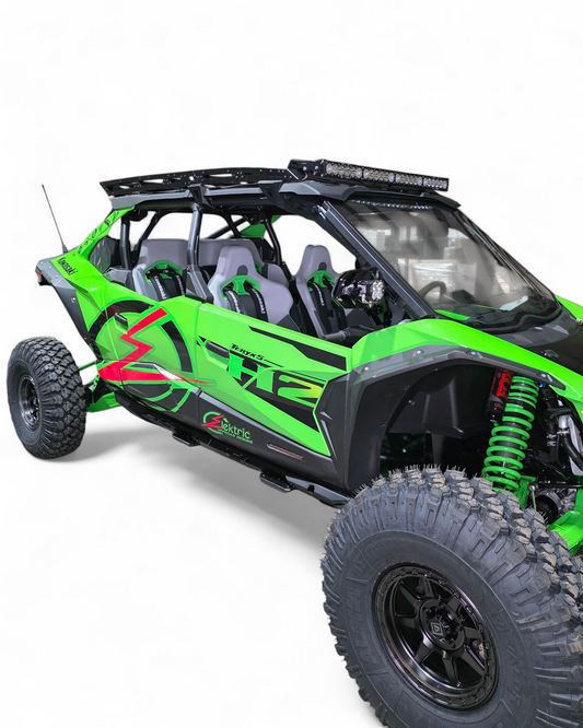 Volt Rock Steps installed on 2026 Kawasaki Teryx H2 showing mild steel construction and hammer black finish