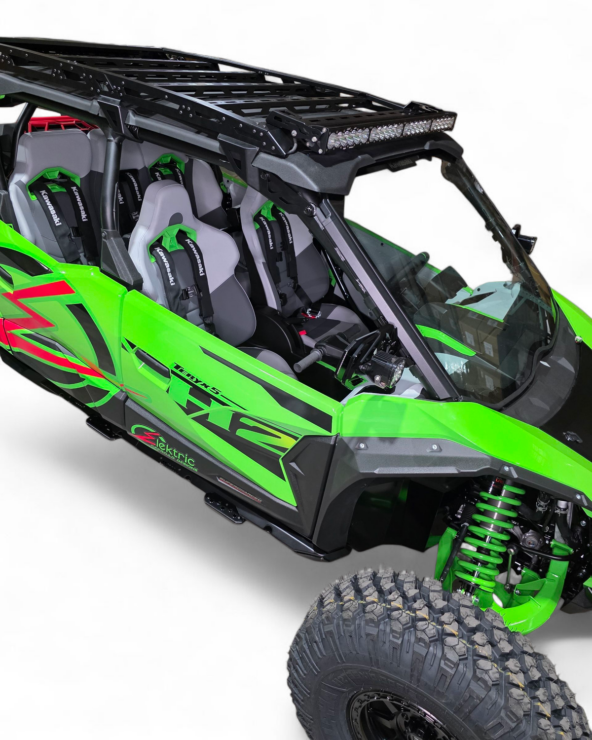Built-in pocket step detail on Kawasaki Teryx H2 Volt Rock Steps for easy entry