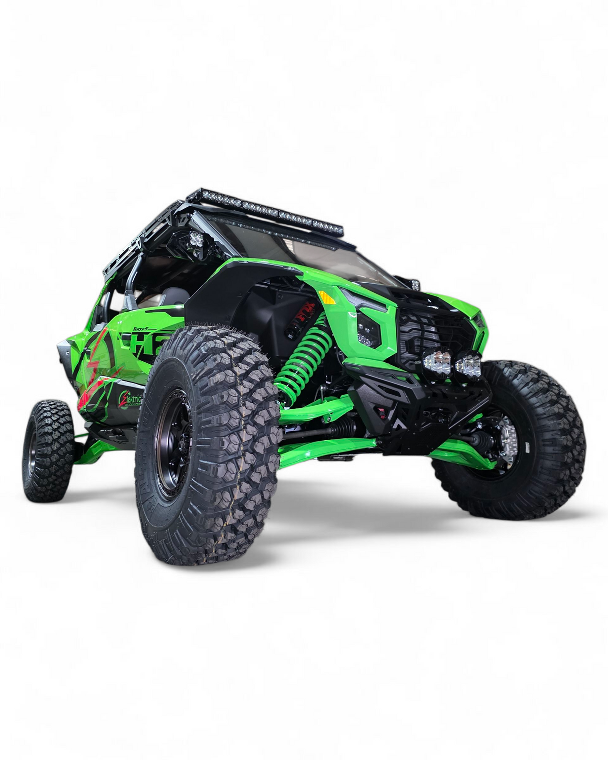 Winch installed behind Kawasaki Teryx H2 Volt front bumper showing hidden mount integration