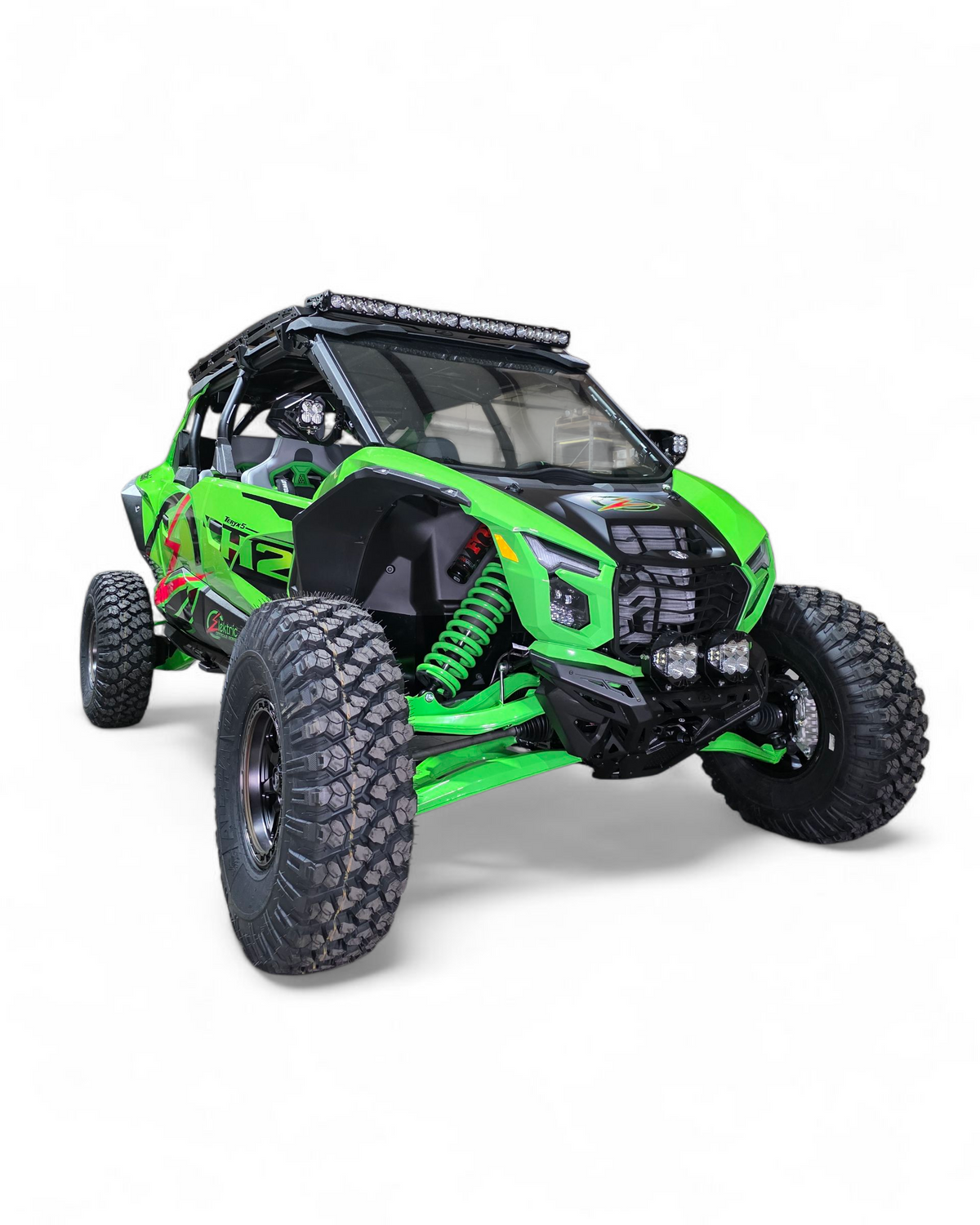 Hidden winch mount detail on Kawasaki Teryx H2 Volt front winch bumper