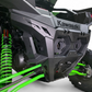 Driver side view of Volt Series rear bumper installed on Kawasaki Teryx H2