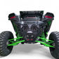 Rear three-quarter view of Kawasaki Teryx H2 Volt rear bumper showing aluminum panels and satin black finish