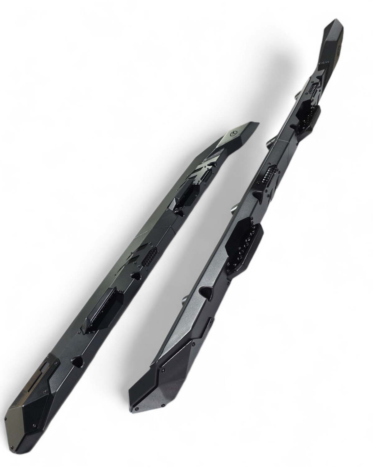 Black metal bracket on a white background
