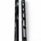 Can-Am Maverick R anodized black rear sway bar links shown solo displaying unique stylistic billet design