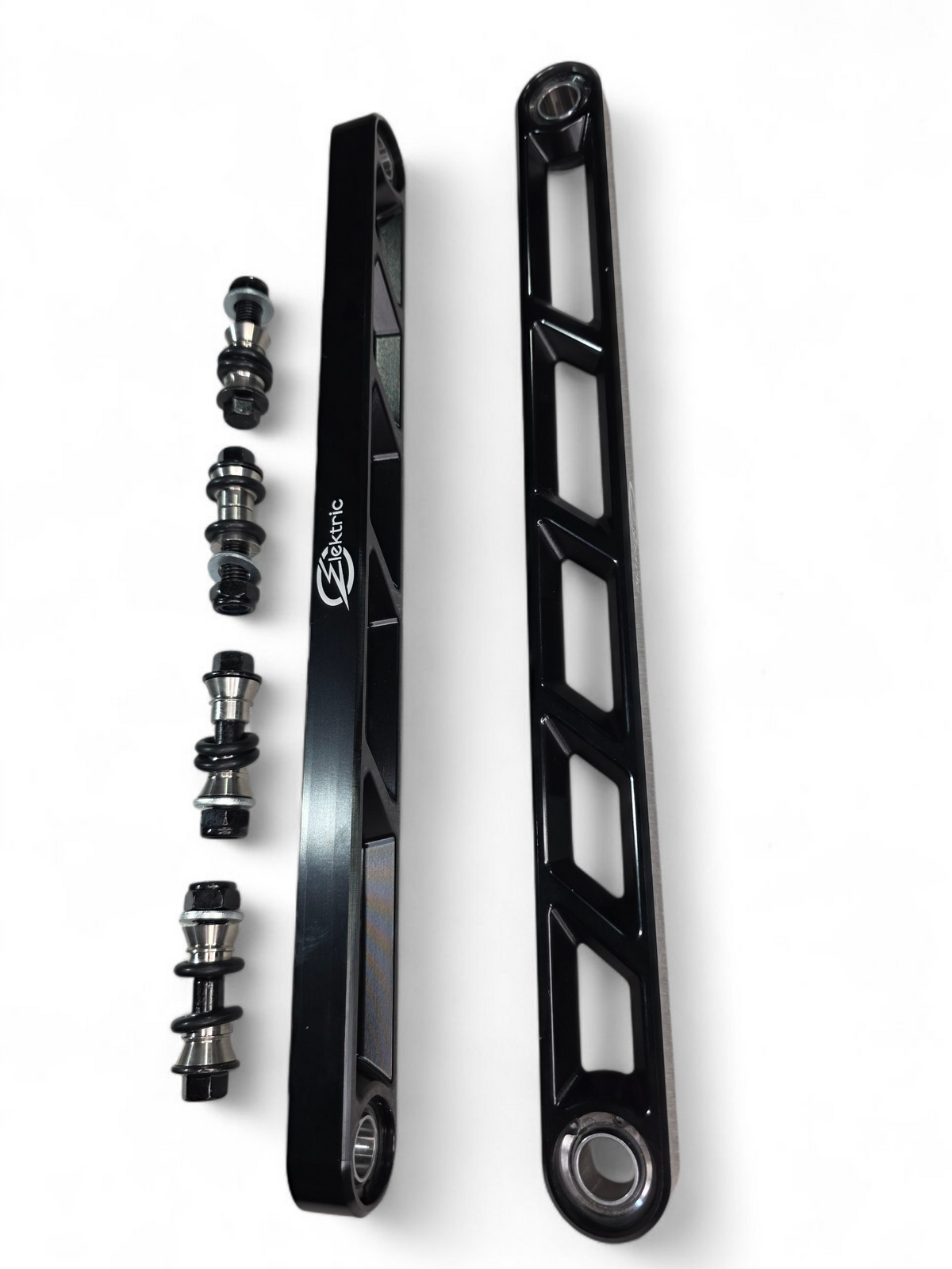 Rear Sway Bar Links in anodized black for 2024+ Can-Am Maverick R showing 6061 CNC billet aluminum construction