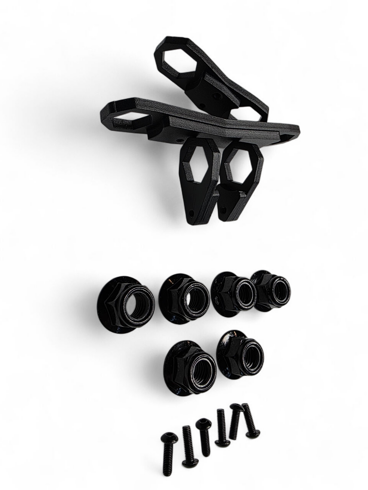 Maverick R rear link nut plate kit positioned at the factory radius rod nut location