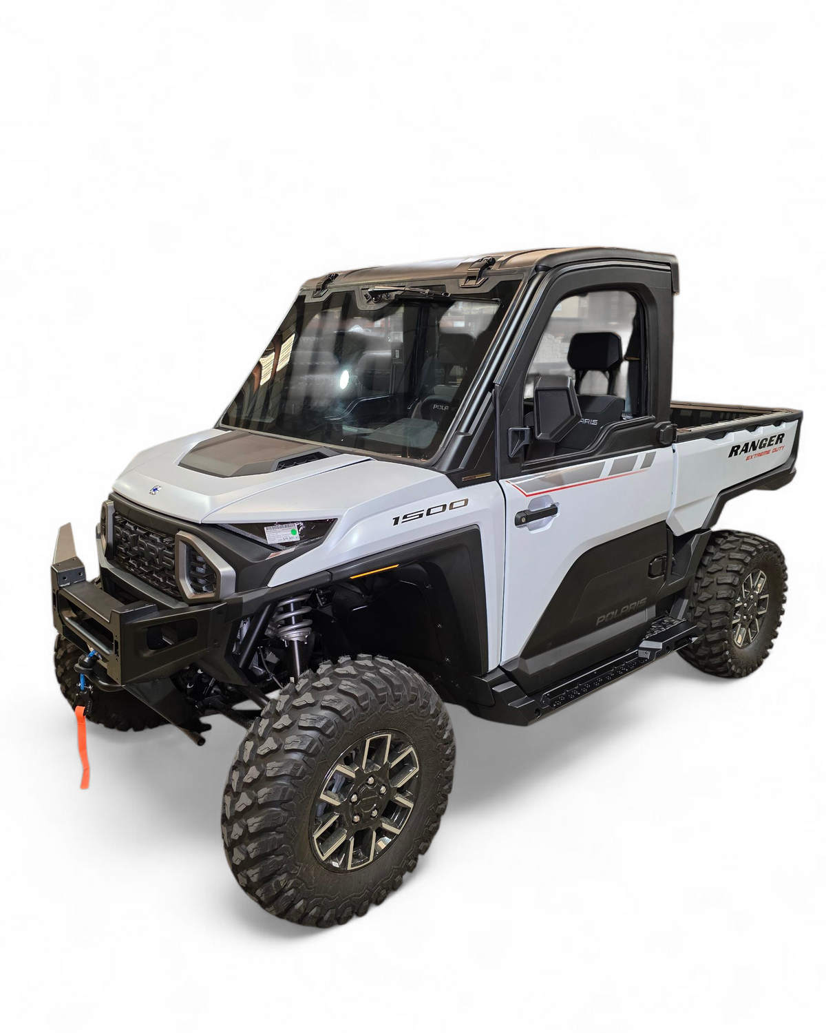 Volt Rock Sliders installed on 2024 Polaris Ranger XD 1500 2 seat showing steel rock guards with non-slip step