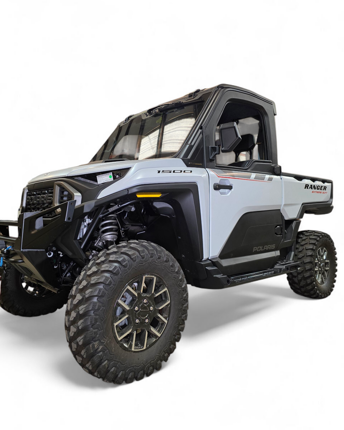 Polaris Ranger XD 1500 2-seat rock sliders shown along the frame sides in hammer black
