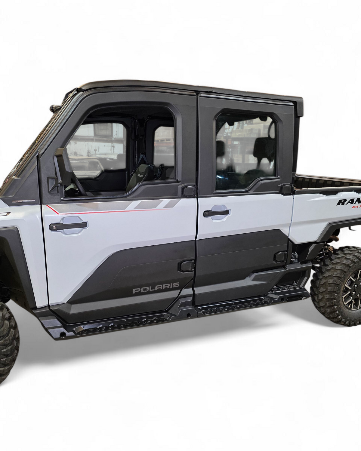 Non-slip grip step surface detail on Polaris Ranger XD 1500 rock sliders