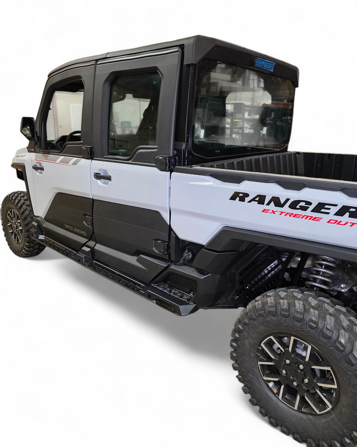 Steel rock guard construction detail on Polaris Ranger XD 1500 side steps