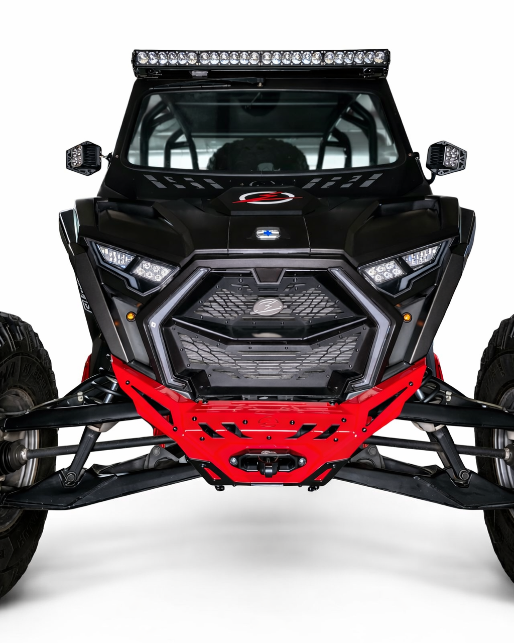 Driver side angle of Polaris RZR Pro S Volt front grille
