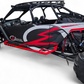 Direct front view of Polaris RZR Pro R with roof rack and front light bar mounted