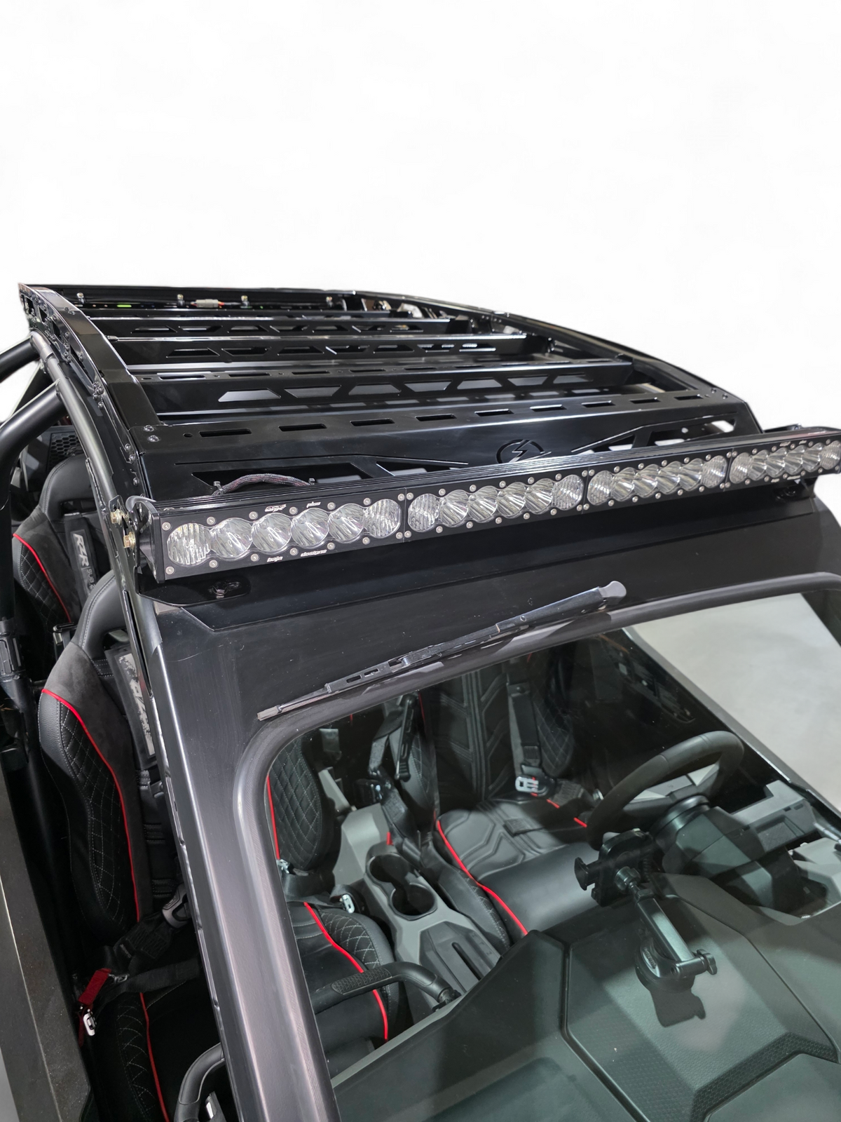 Side profile of Polaris RZR Pro R 4-seat roof rack showing contour design
