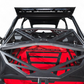 E-Track rail system with gear strapped down on Polaris RZR Pro R roof rack