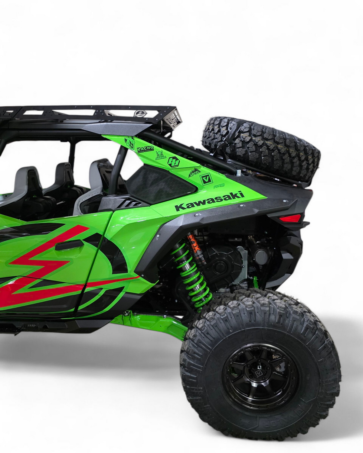Bolt-on mounting detail on Kawasaki Teryx H2 Baja tire rack