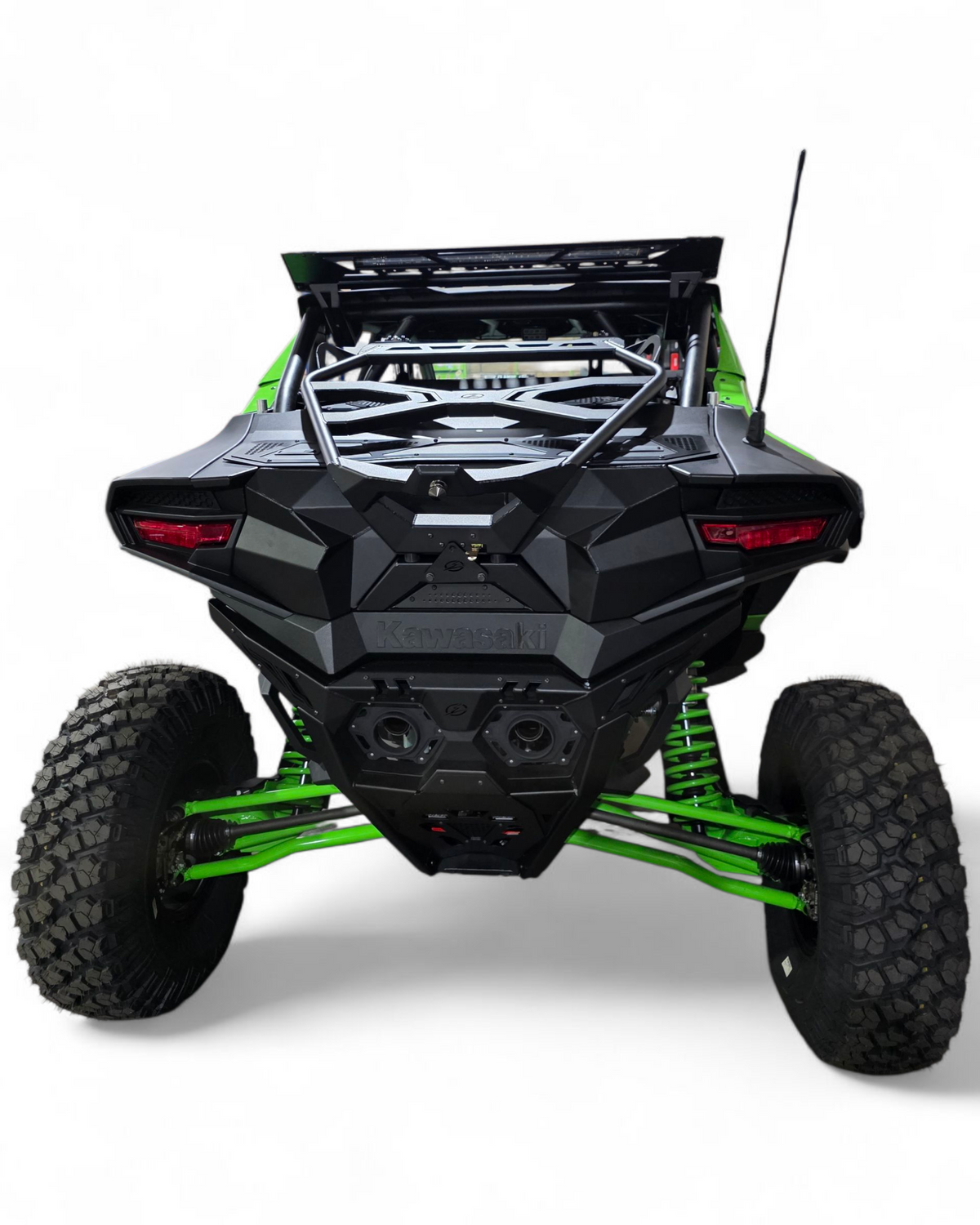 Hammer black powder coat finish on Kawasaki Teryx H2 Baja tire rack