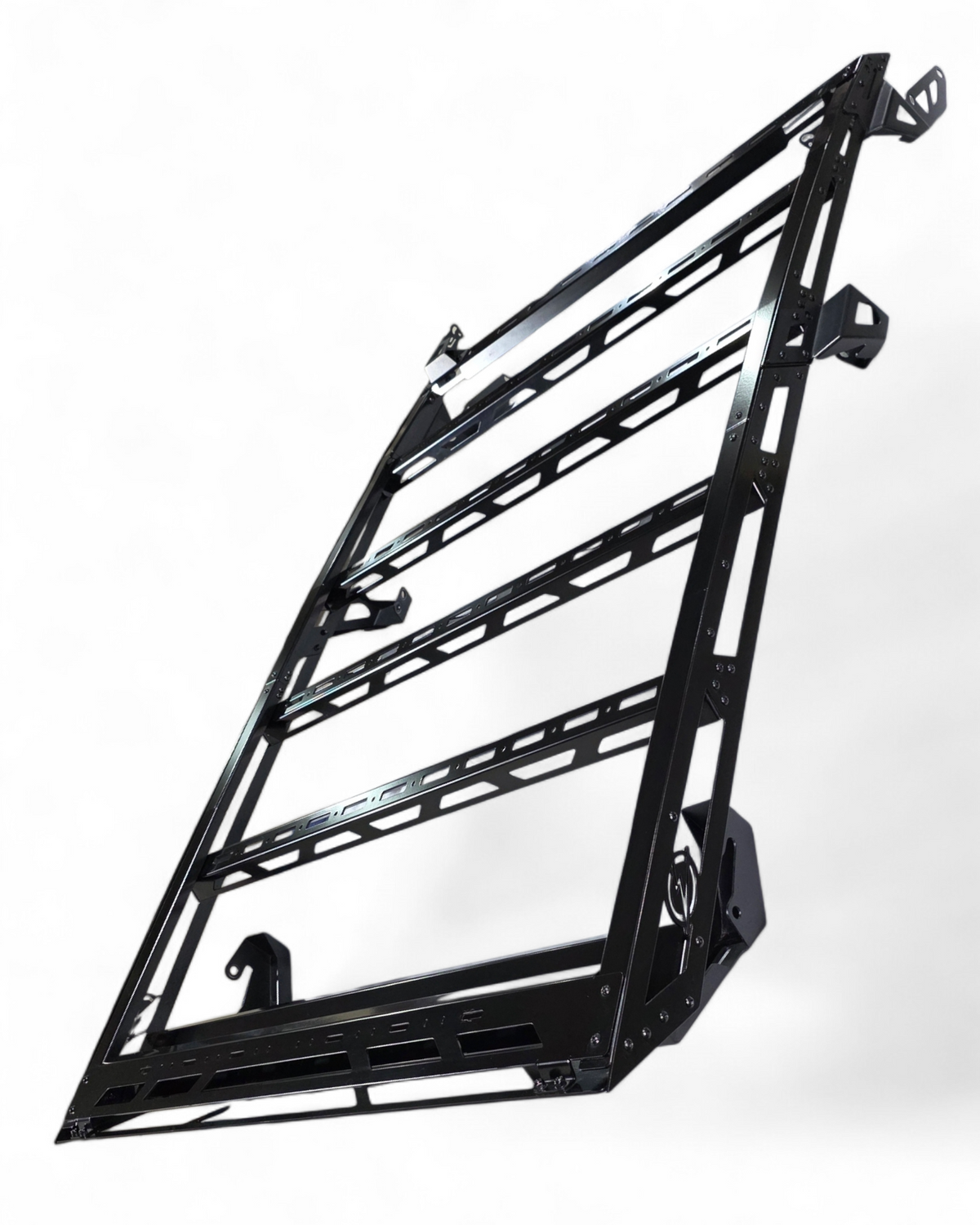 Overhead view of Kawasaki Teryx H2 roof rack showing E-Track layout and cargo platform