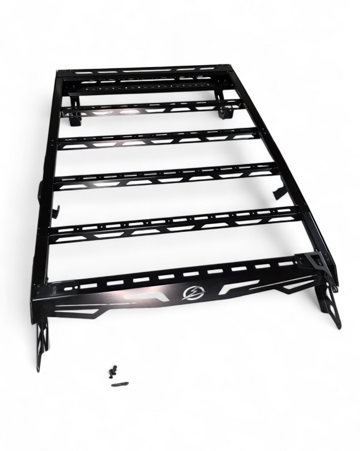 Front three-quarter view of Kawasaki Teryx H2 roof rack showing custom-fit integration