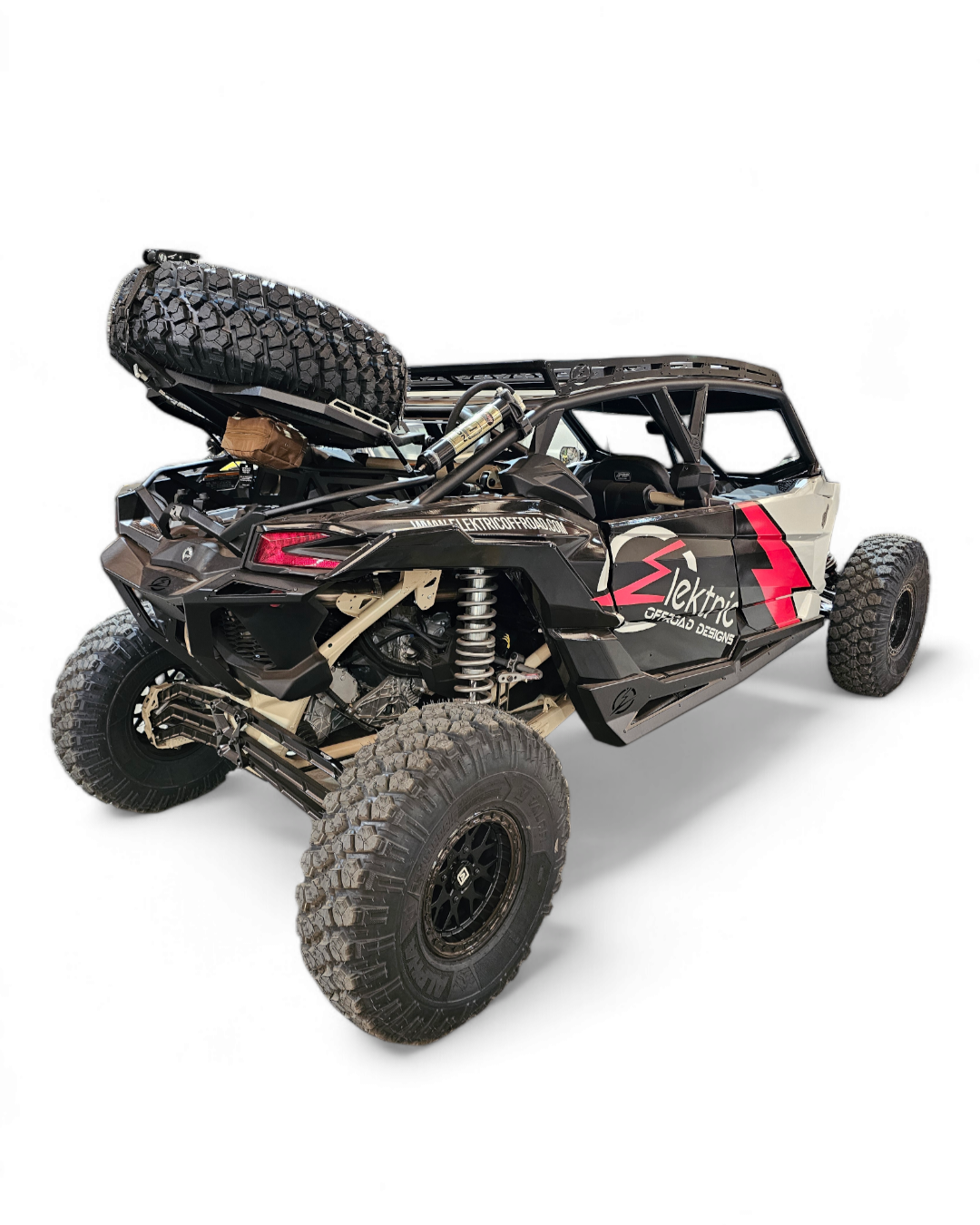 Elektric Offroad Designs Tire Y Strap shown coiled displaying full strap, ratchet, and hardware