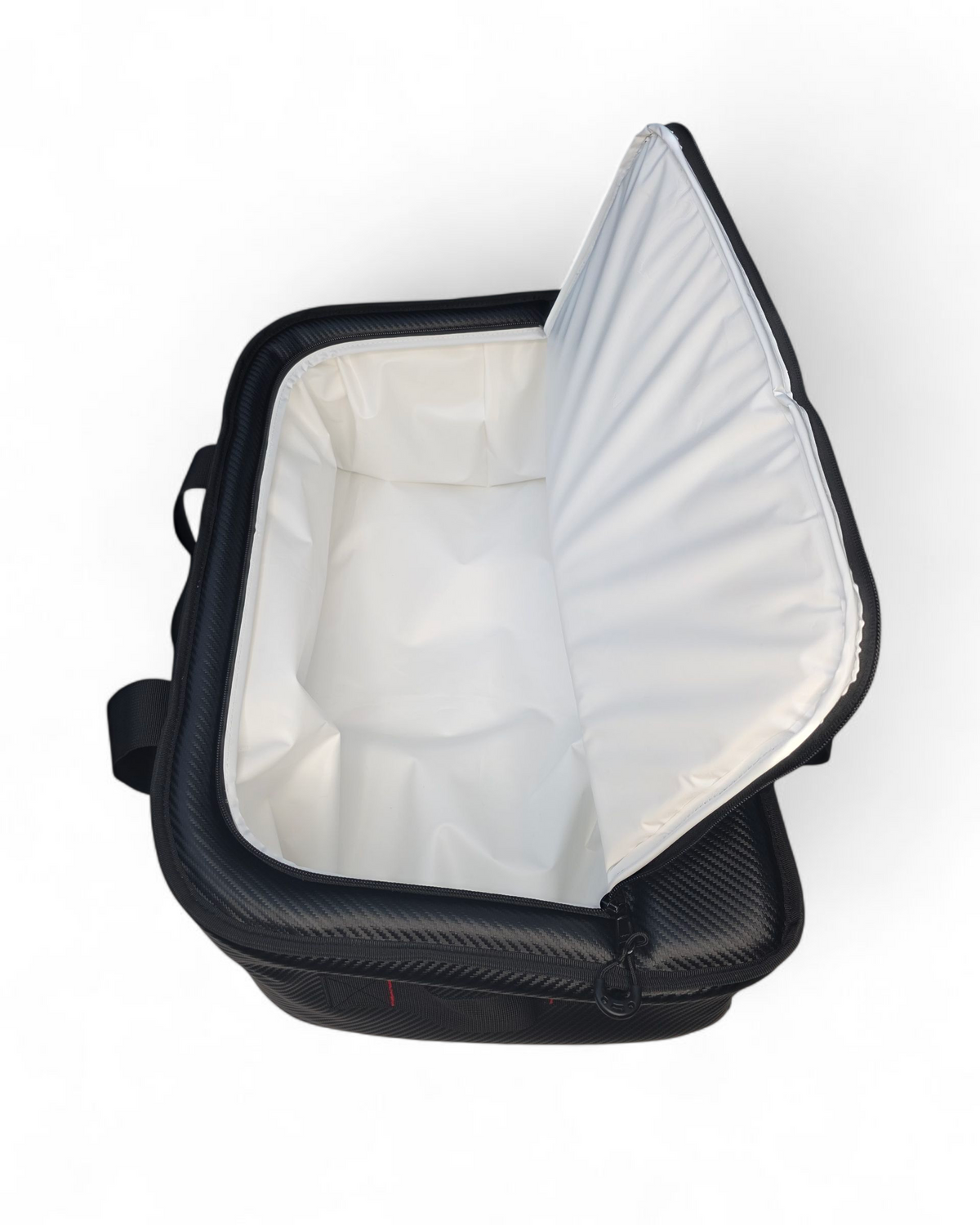 EOD soft cooler bag shown open displaying interior capacity
