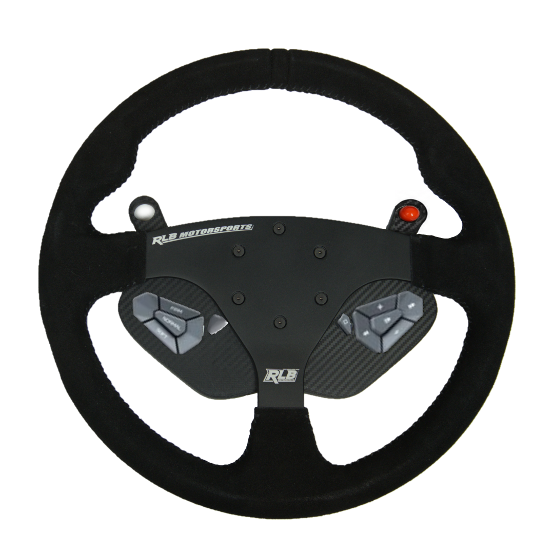 RLB suede UTV steering wheel installed in with Adapt IQ steering button mount plate for Kawasaki H2 