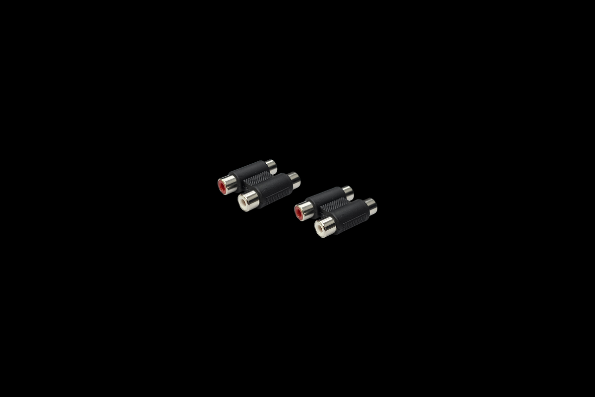 Two RCA female to female audio coupler adapters