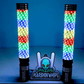 Two LED whips with colorful lights and a 'Marshin Whips' logo in the background.