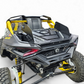 Volt Baja Box lid open on 2024 -2026 Can-Am Maverick R showing all three separate storage driver side