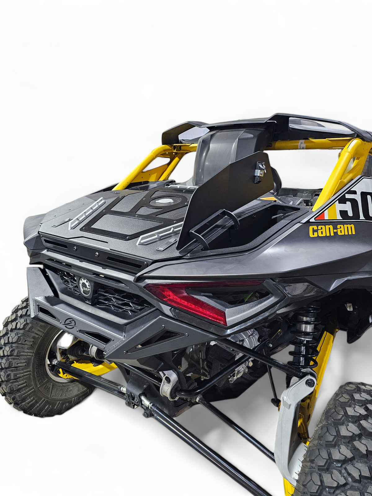 Volt Baja Box lid open on 2024 -2026 Can-Am Maverick R passenger side