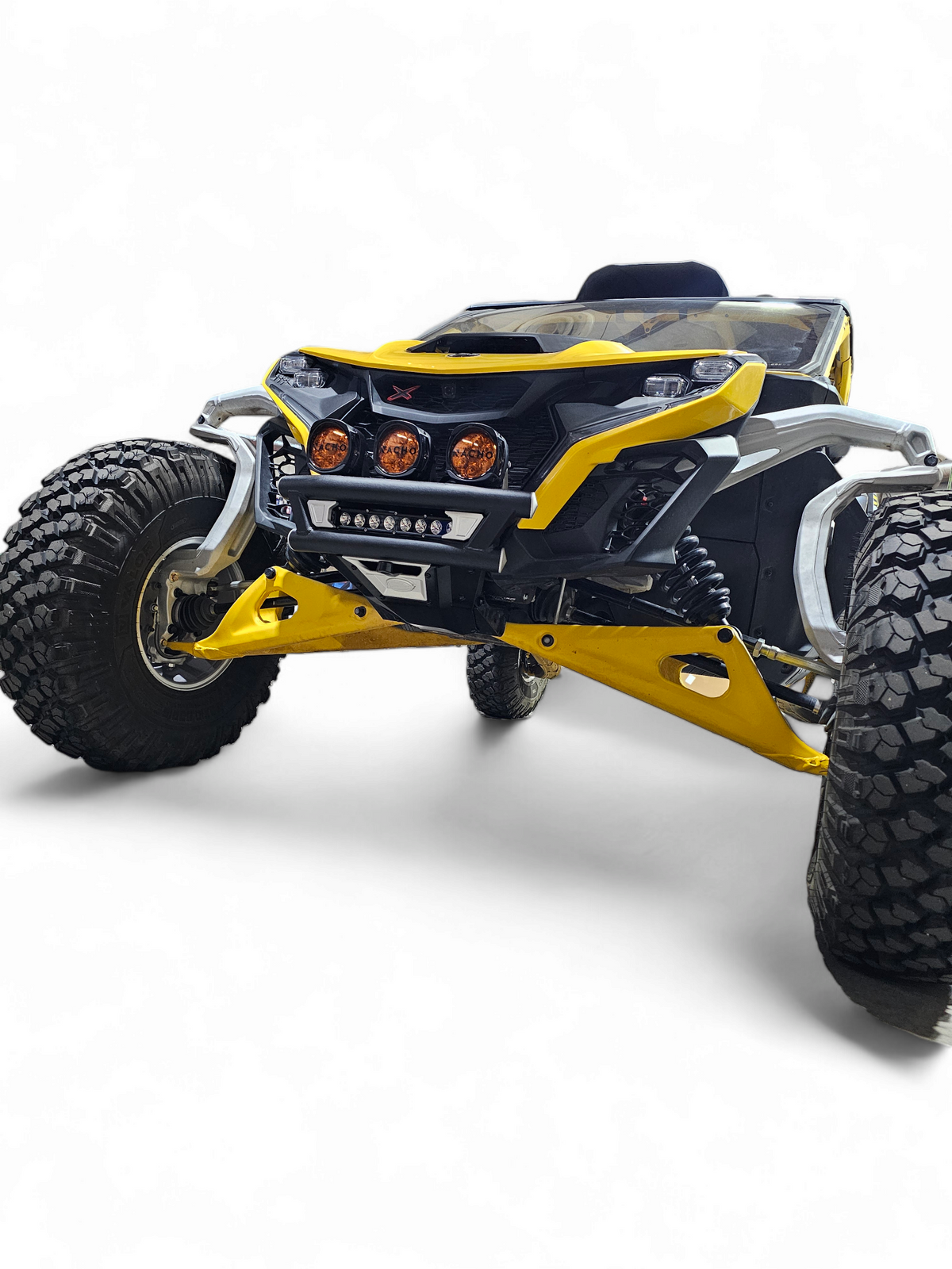 2024 + Can-Am Maverick R Amp front winch bumper side low view