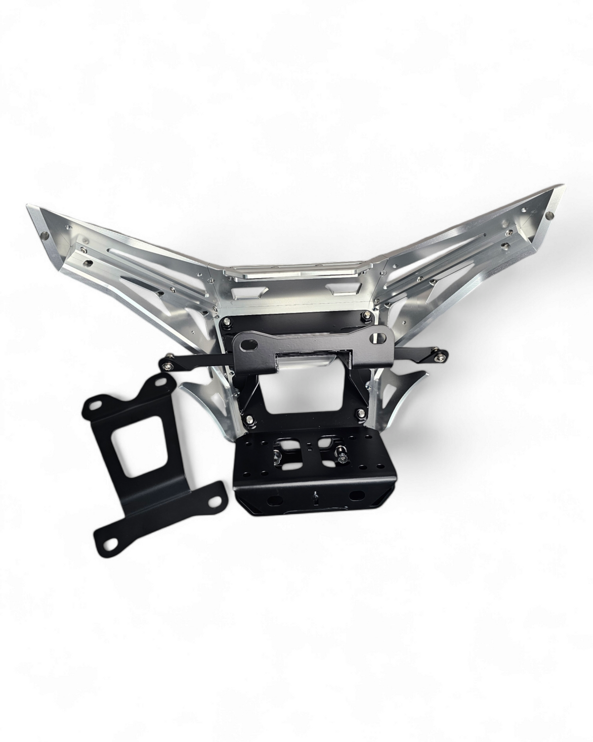 Bolt-on mounting point detail on Can-Am Maverick X3 billet front winch bumper showing factory frame attachment