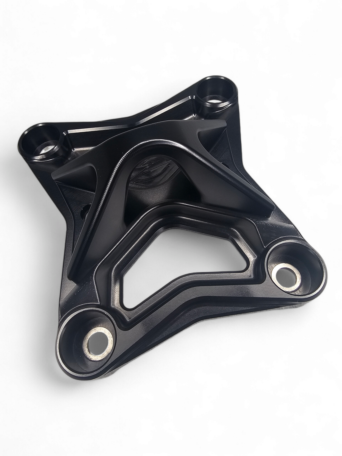 6-Bolt XL Radius Rod Plate in black anodized finish for 2017-2026 Can-Am Maverick X3 showing 6061 billet aluminum