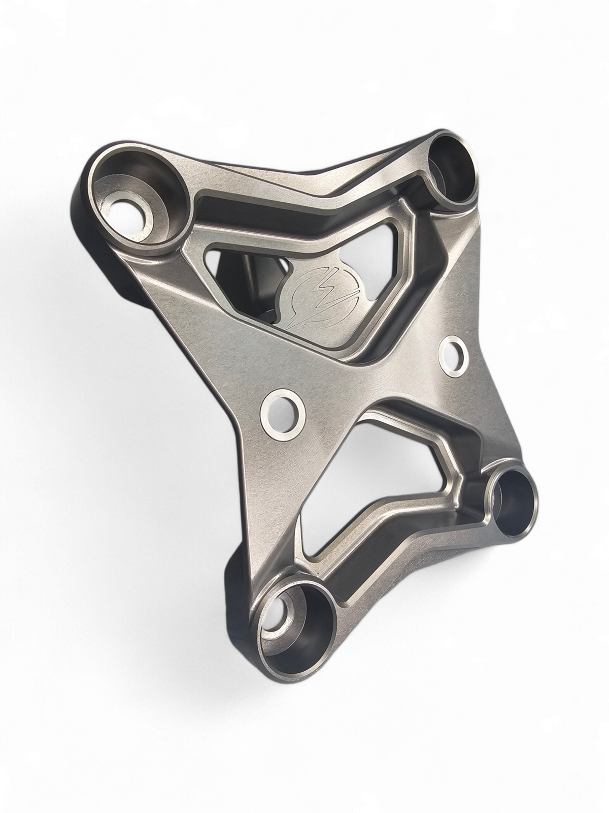 Can-Am Maverick X3 gun metal 6-bolt XL radius rod plate shown solo displaying full machined construction and tow hook