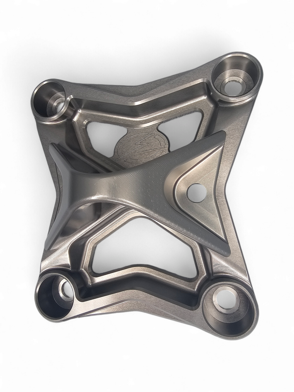 6-Bolt XL Radius Rod Plate in gun metal anodized finish for 2017-2026 Can-Am Maverick X3 showing 6061 billet aluminum