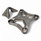 Built-in tow hook detail on Can-Am Maverick X3 gun metal billet radius rod plate for recovery