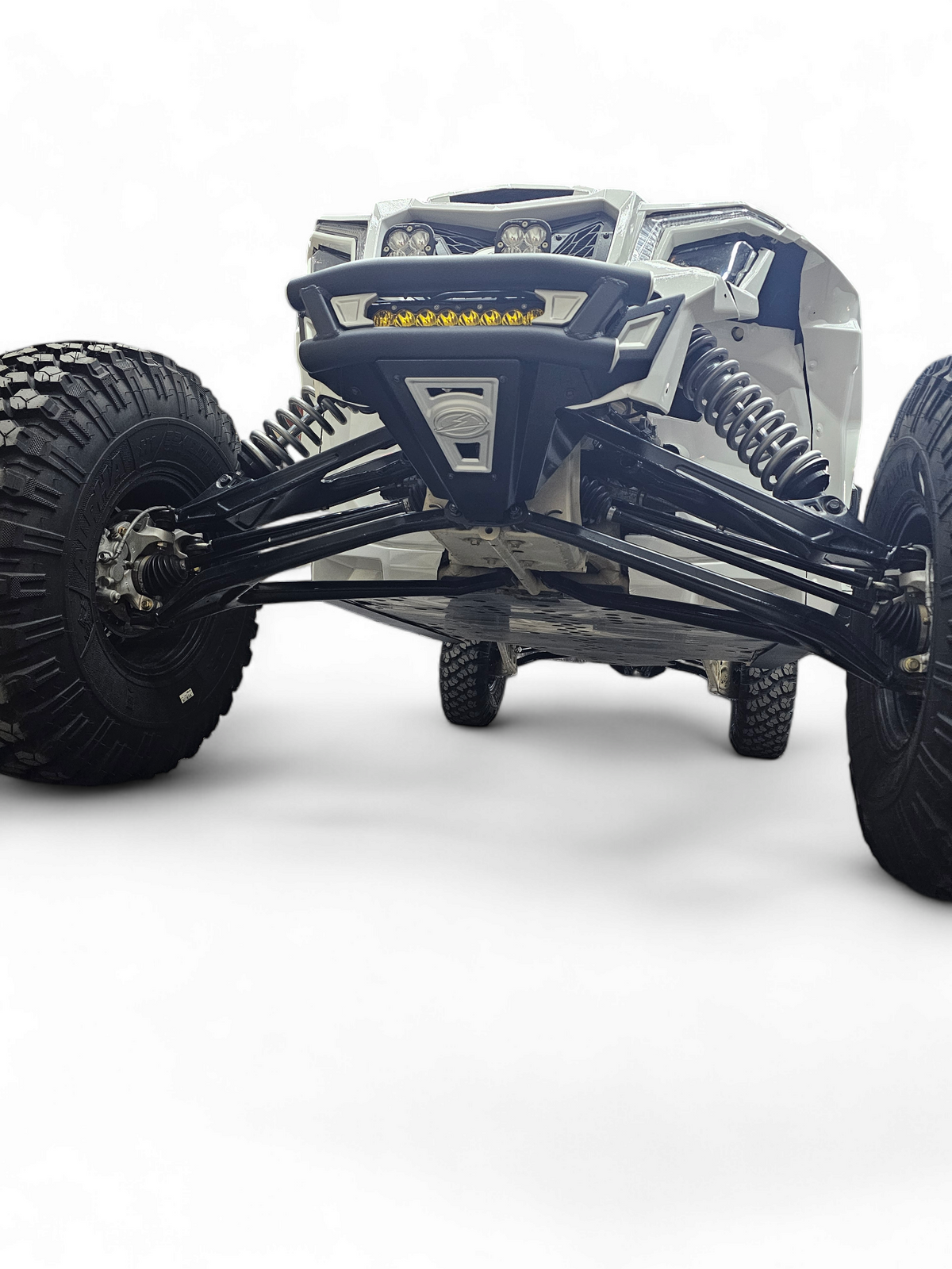 CNC billet aluminum insert detail on Can-Am Maverick X3 Amp front bumper
