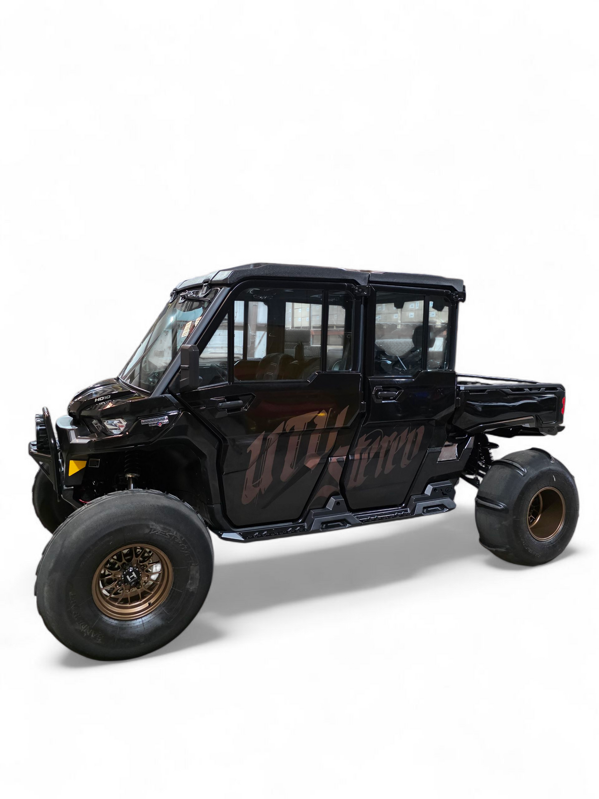 Angled view of Can-Am Defender 4-seat Rock Steps showing step depth and slider profile