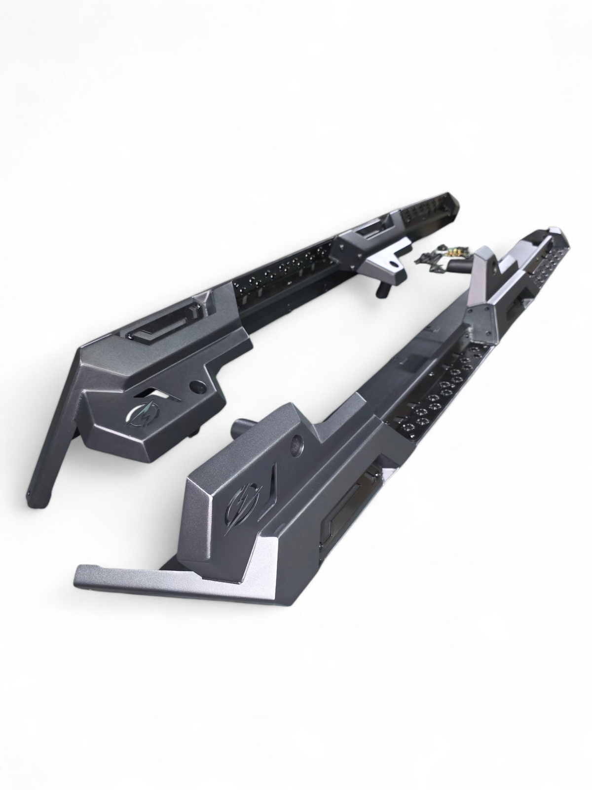 Steel slider construction detail on Can-Am Defender 4-seat Rock Steps showing weld quality