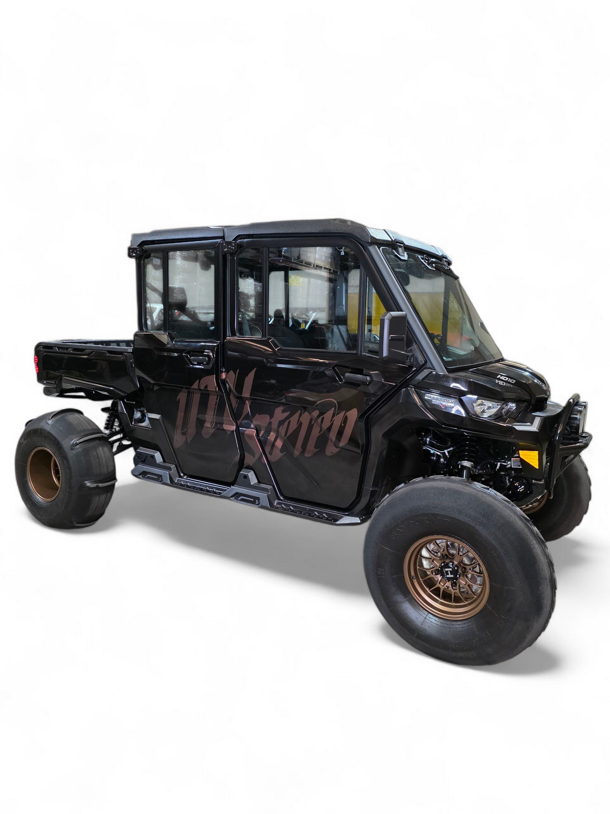 Hammer black powder coat finish detail on Can-Am Defender 4-seat Volt Rock Steps
