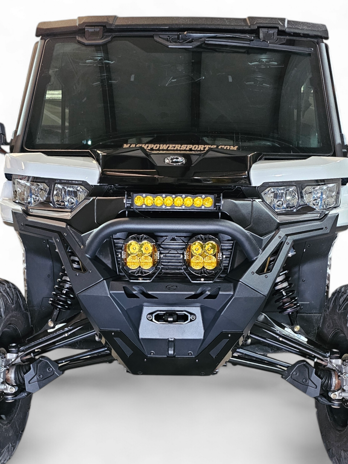 Hidden winch mount detail on Can-Am Defender Volt Front Winch Bumper