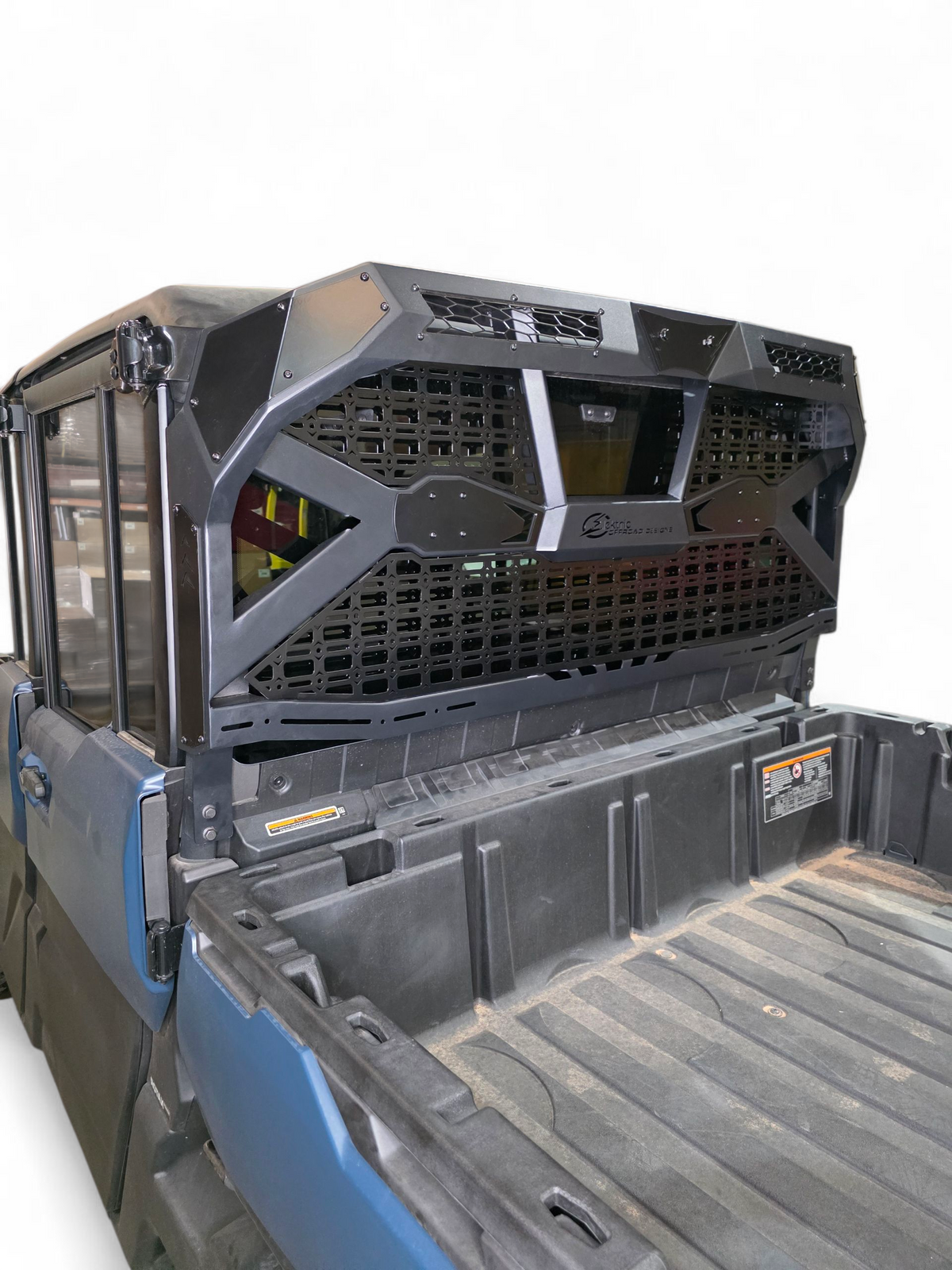 MOLLE panel detail on Can-Am Defender Headache Rack for modular accessory mounting