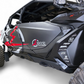 Volt Rocker Steps installed on 4-seat Can-Am Maverick R showing steel rock slider protection and built-in step