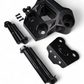 Detail of Can-Am Maverick R billet radius rod plate showing heim joint and rod bolt protection