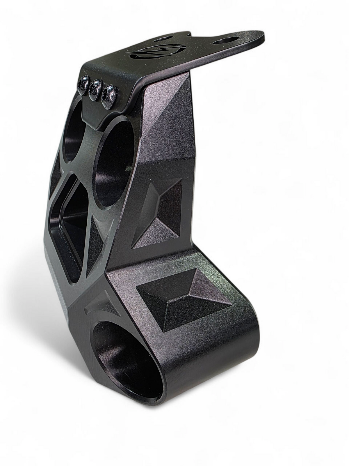 6061 machined billet aluminum detail on black anodized Can-Am Maverick R radius rod plate