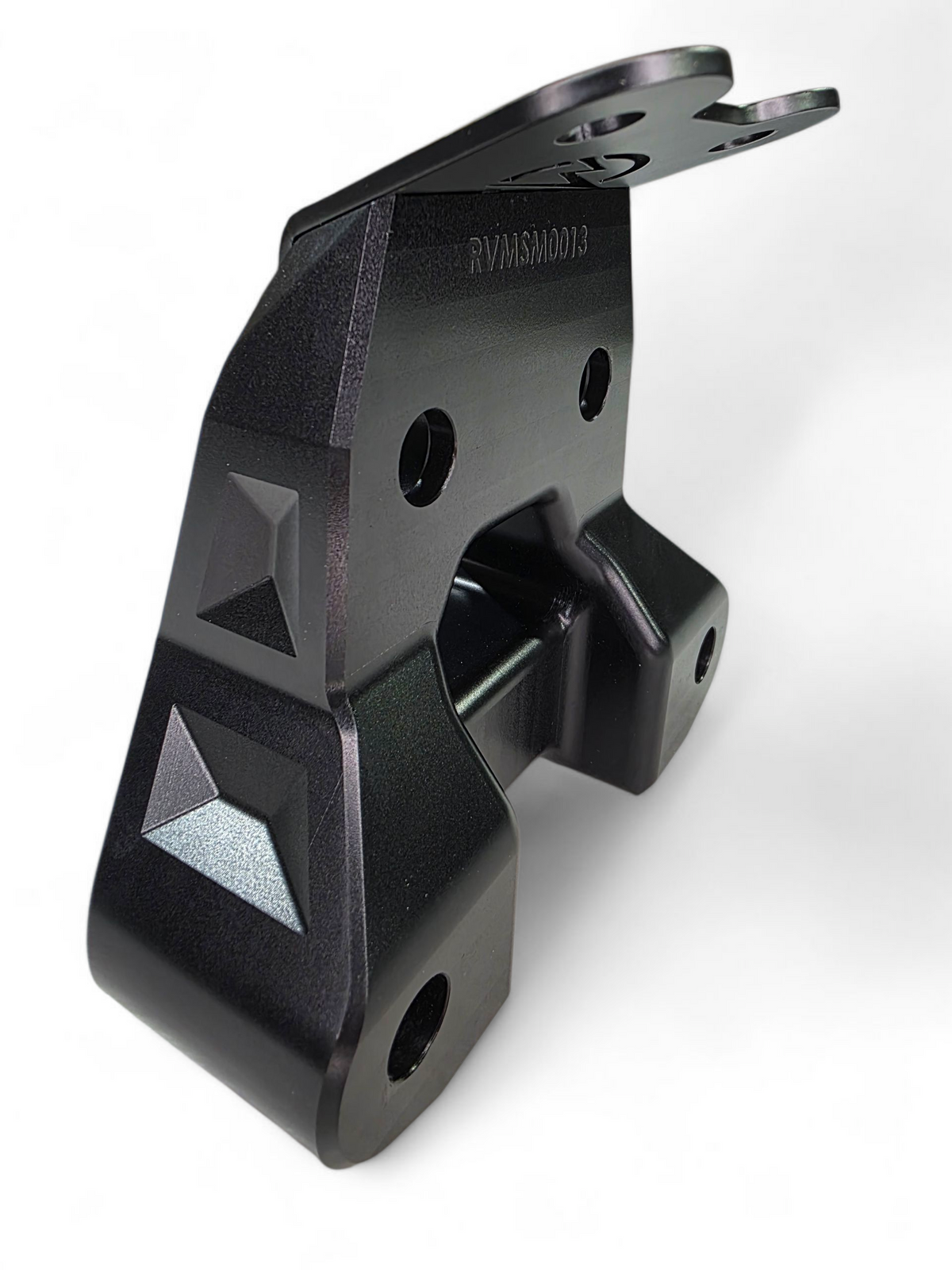 Black anodized finish detail on Can-Am Maverick R billet radius rod plate