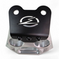 Clear anodized finish detail on Can-Am Maverick R billet radius rod plate showing raw machining