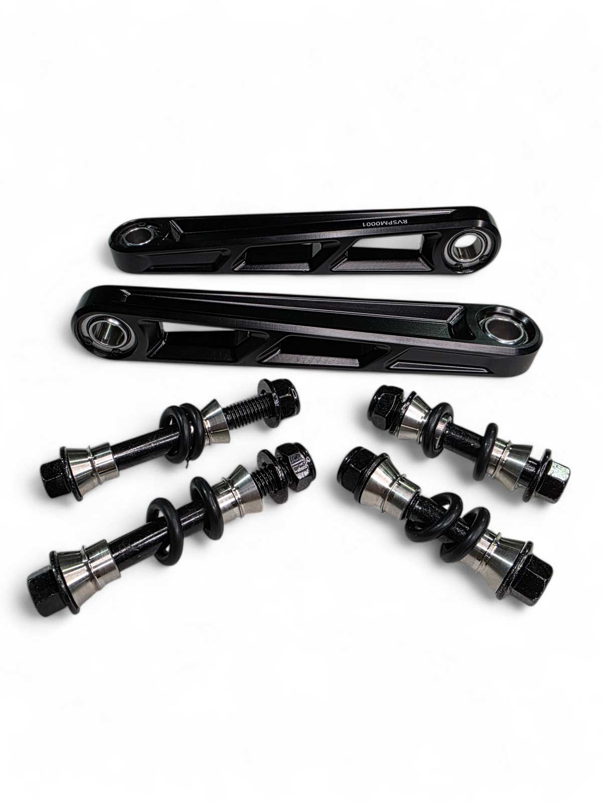 Front Sway Bar Links in anodized black for 2024+ Can-Am Maverick R showing CNC-milled 6061 billet aluminum construction